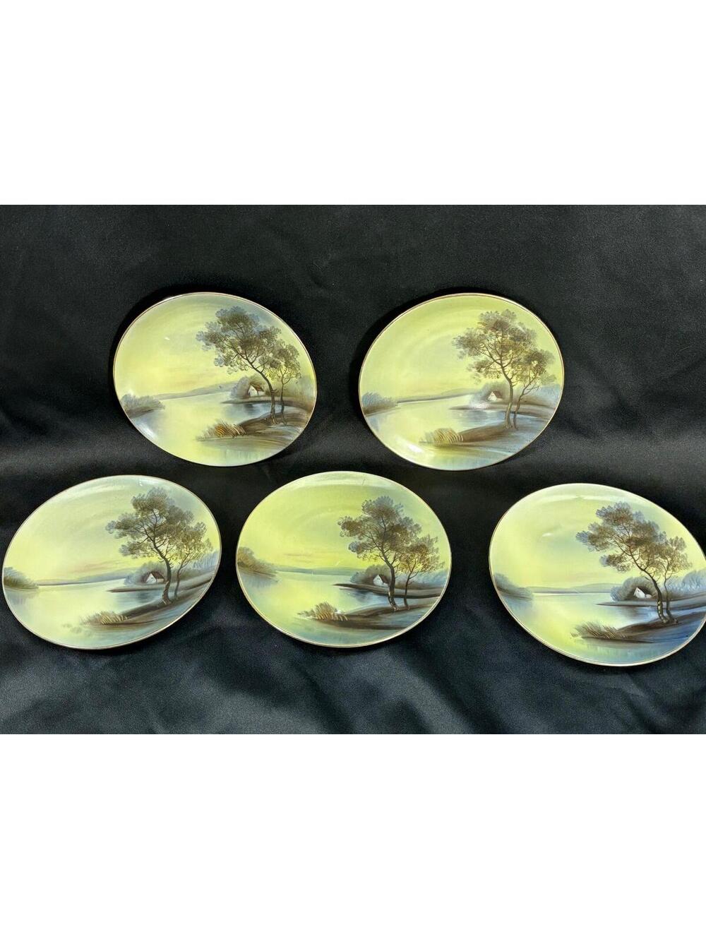 130 - set of 5!! hand-painted Noritake porcelain 6" plate